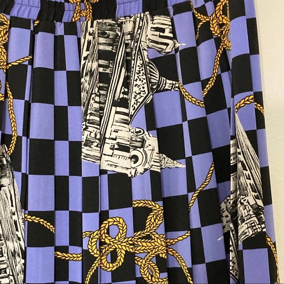 Vintage Pleated Midi Skirt Novelty Print Medium - Picture 4 of 5